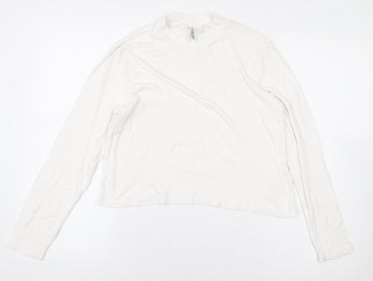 Womens UK Size XL H&M White Cropped T-Shirt