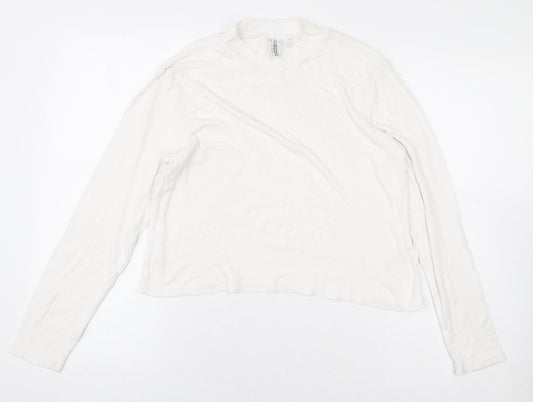 Womens UK Size XL H&M White Cropped T-Shirt