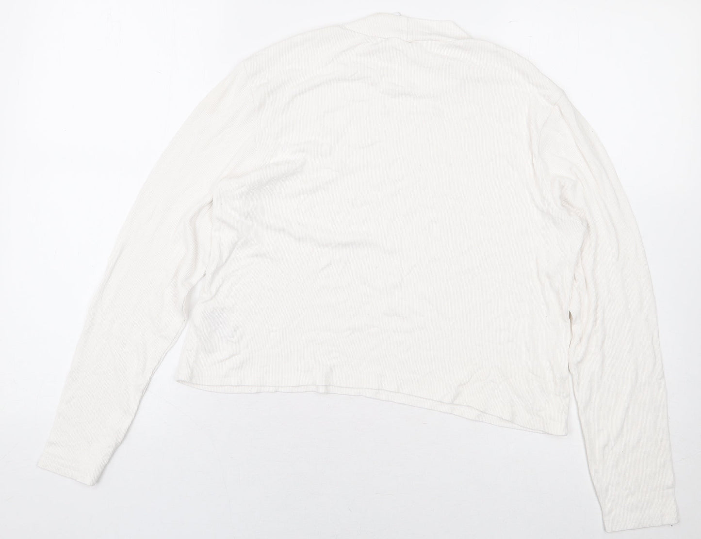 Womens UK Size XL H&M White Cropped T-Shirt