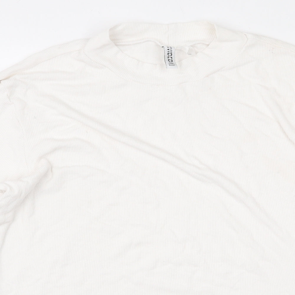 Womens UK Size XL H&M White Cropped T-Shirt