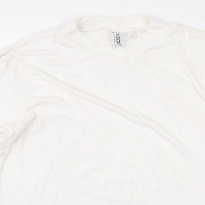 Womens UK Size XL H&M White Cropped T-Shirt