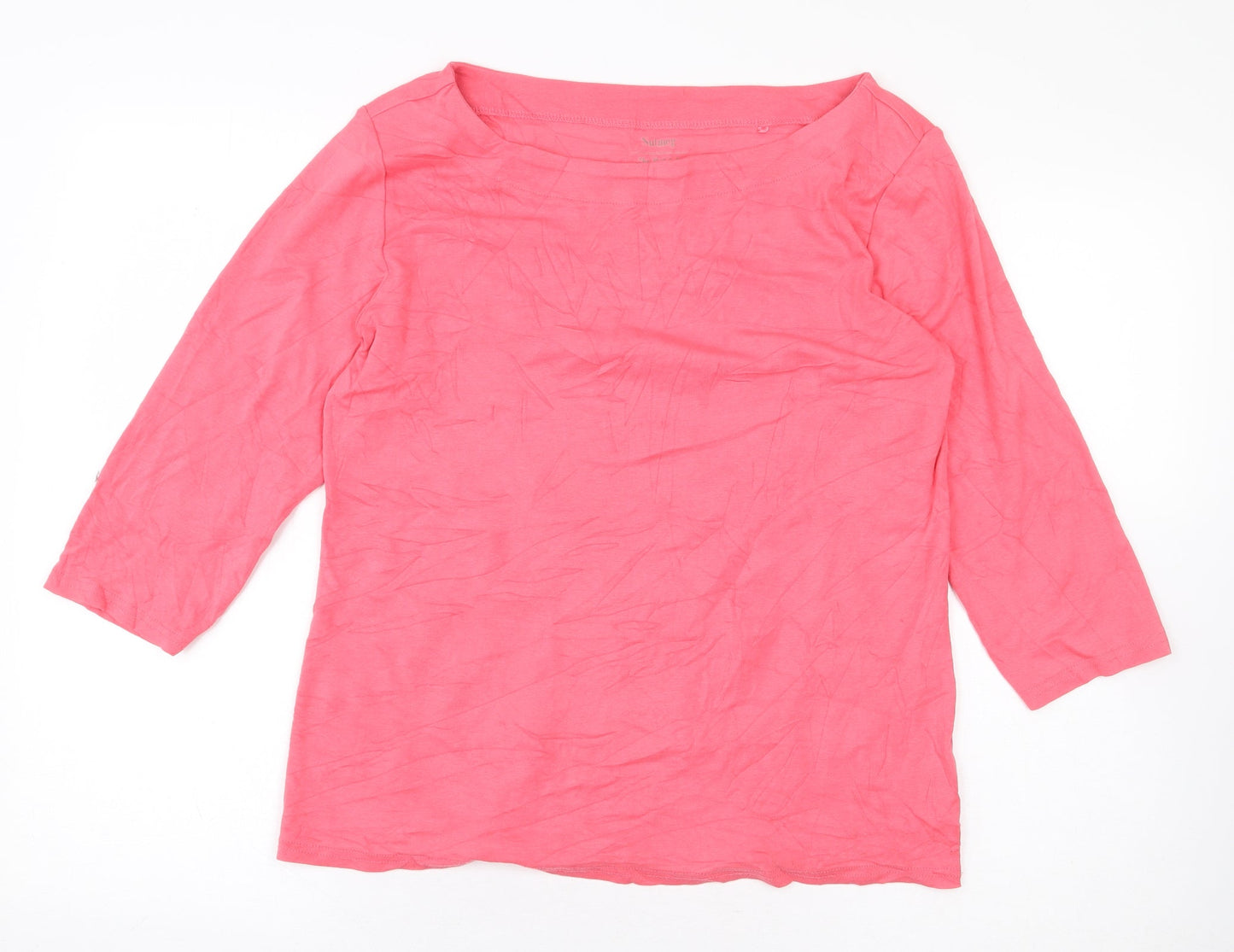 Nutmeg Womens Pink Cotton Basic T-Shirt Size 16 Round Neck