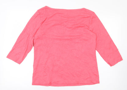 Nutmeg Womens Pink Cotton Basic T-Shirt Size 16 Round Neck