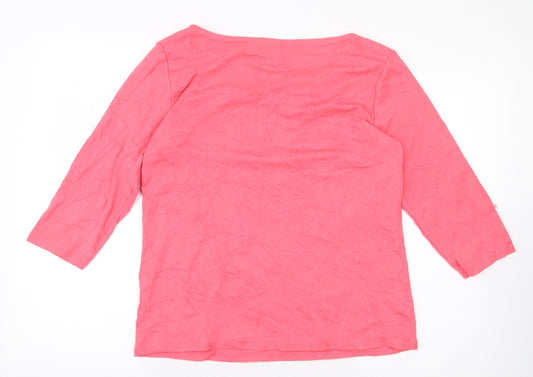 Nutmeg Womens Pink Cotton Basic T-Shirt Size 16 Round Neck