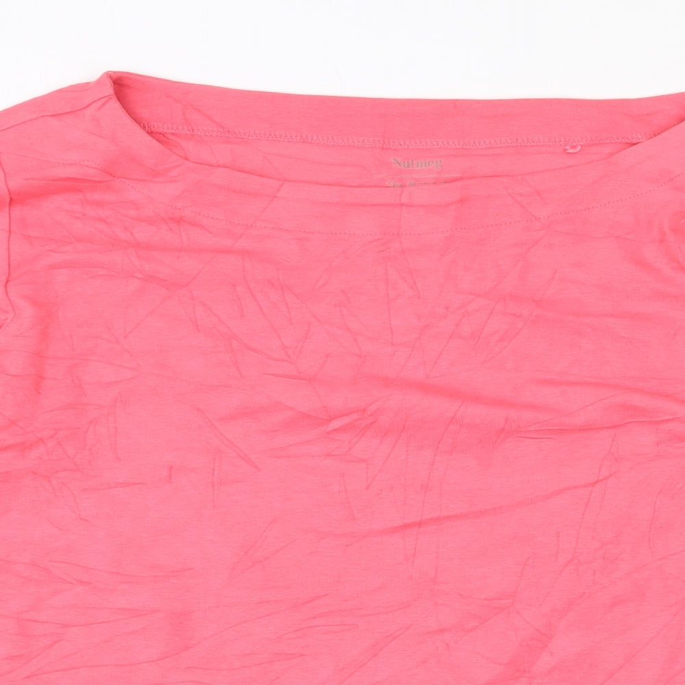 Nutmeg Womens Pink Cotton Basic T-Shirt Size 16 Round Neck