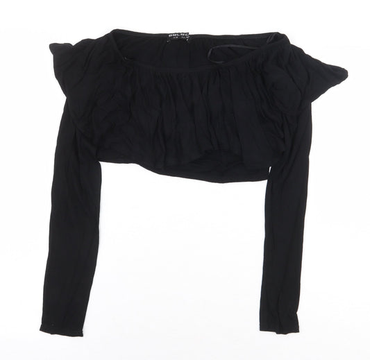 Womens UK Size 14 Select Black Cropped T-Shirt