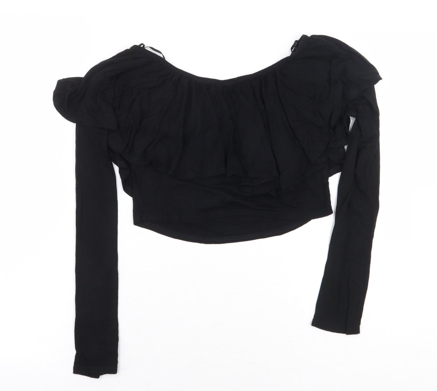Womens UK Size 14 Select Black Cropped T-Shirt