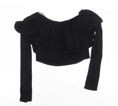 Womens UK Size 14 Select Black Cropped T-Shirt