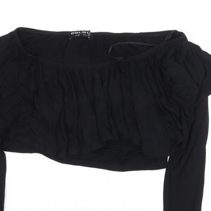Womens UK Size 14 Select Black Cropped T-Shirt