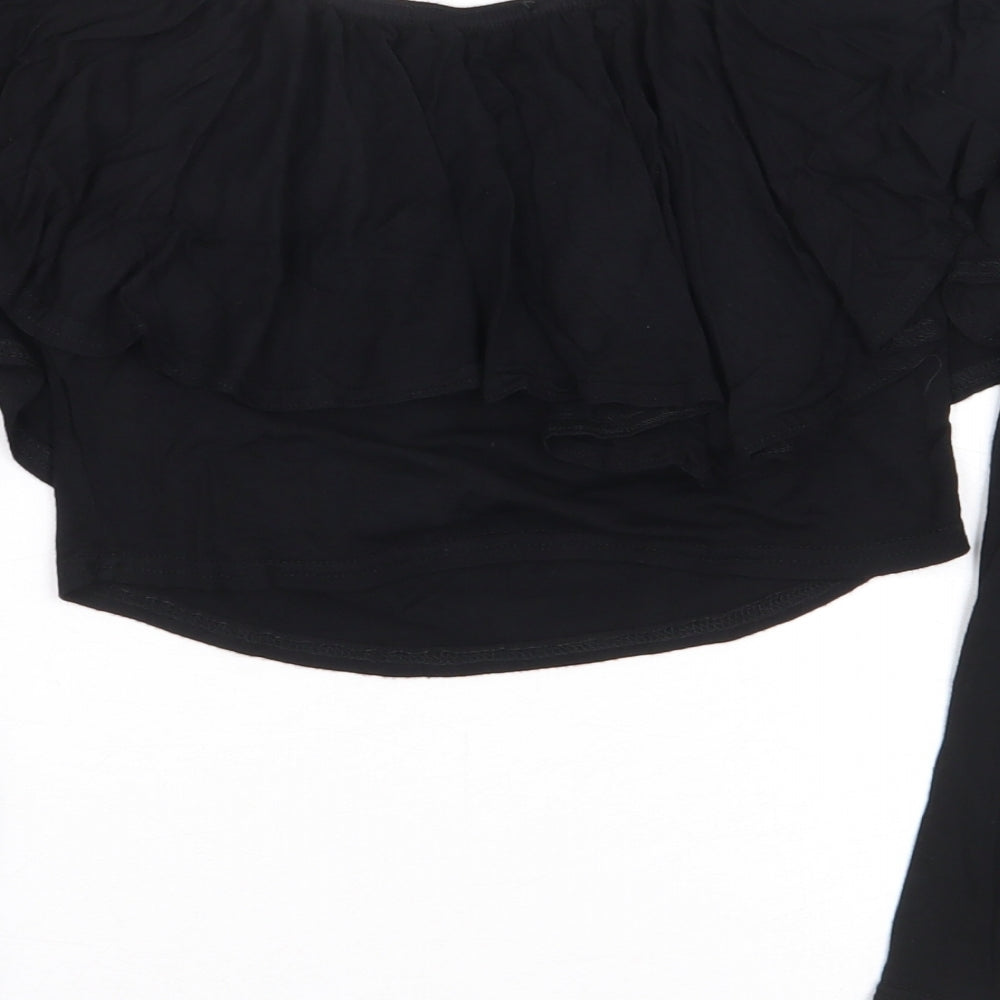 Womens UK Size 14 Select Black Cropped T-Shirt