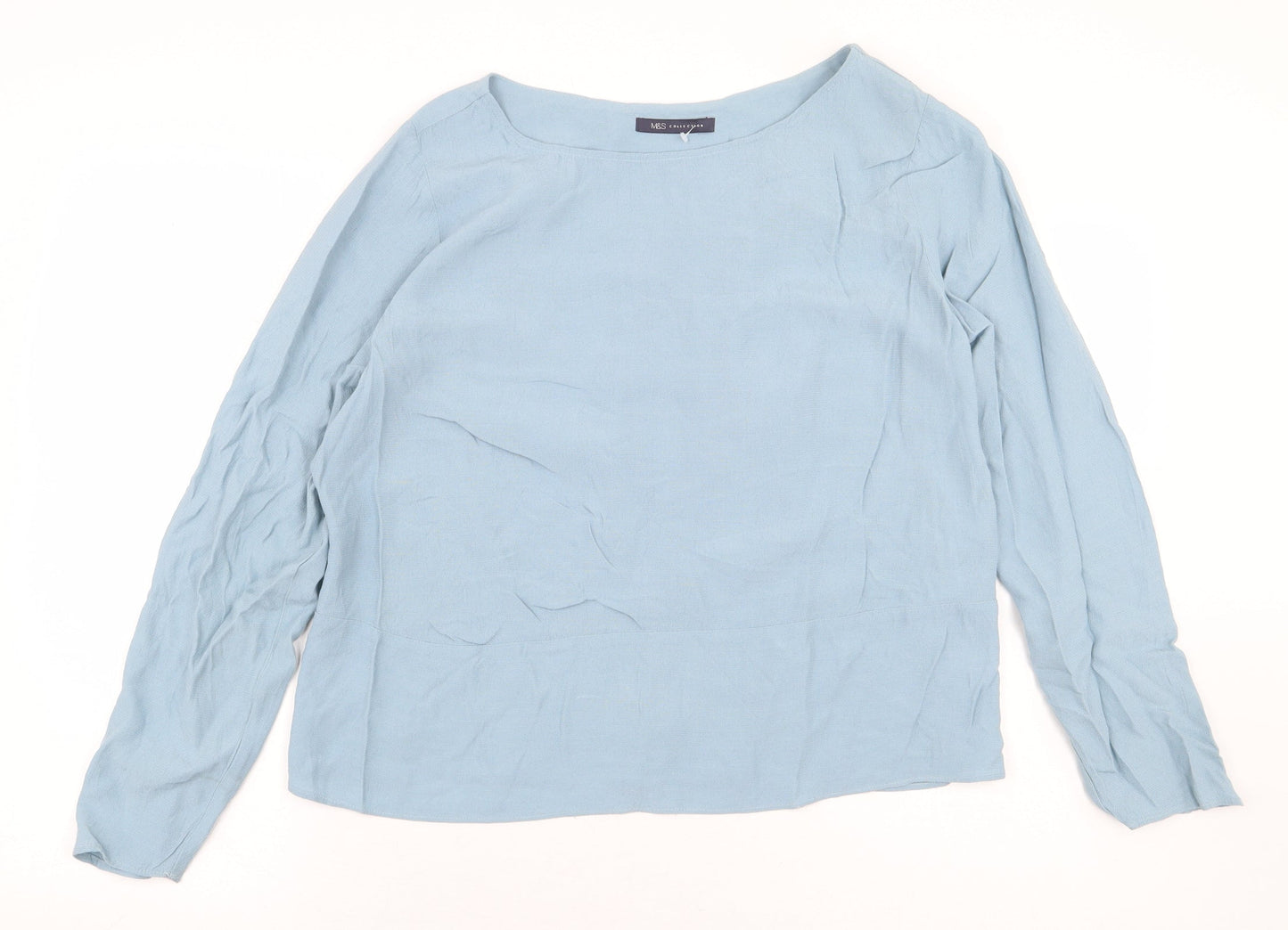 Womens UK Size 14 Marks and Spencer Blue Basic Blouse