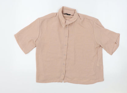 Womens UK Size 10 Peacocks Pink Cropped Button-Up