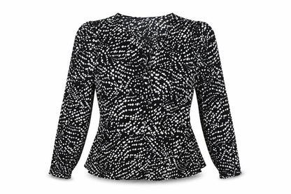 Marks and Spencer Womens Black Polka Dot Viscose Wrap Blouse Size 10 V-Neck