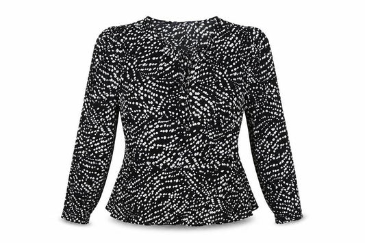 Marks and Spencer Womens Black Polka Dot Viscose Wrap Blouse Size 10 V-Neck