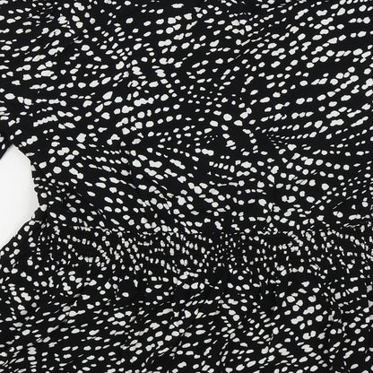 Marks and Spencer Womens Black Polka Dot Viscose Wrap Blouse Size 10 V-Neck