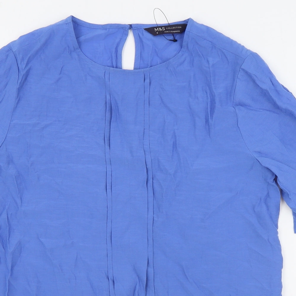 Womens UK Size 6 Marks and Spencer Blue Basic T-Shirt