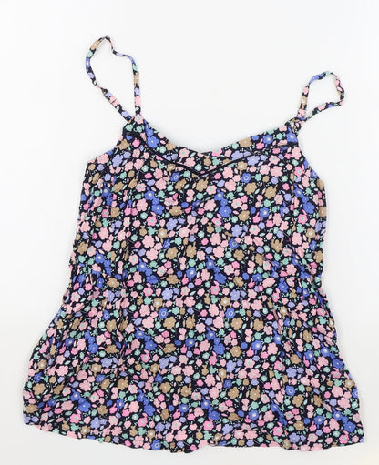 M&S Womens Multicoloured Floral Viscose Camisole Tank Size 8 V-Neck - Elasticated Waist