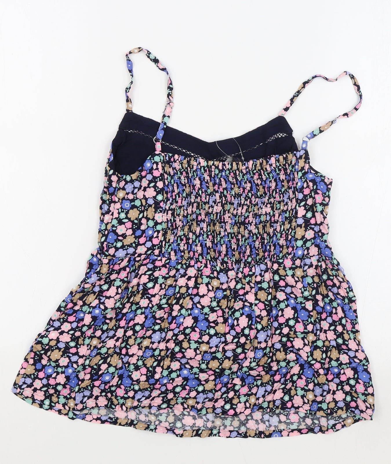 M&S Womens Multicoloured Floral Viscose Camisole Tank Size 8 V-Neck - Elasticated Waist