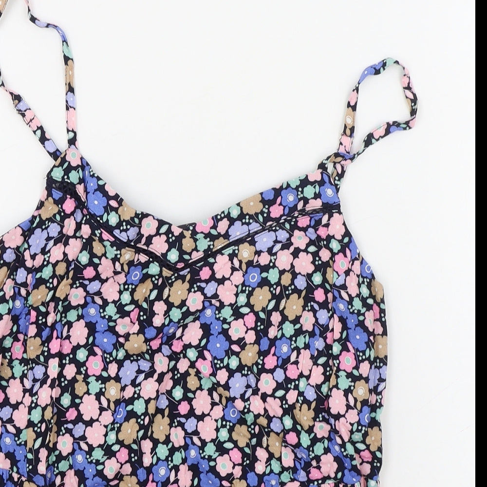 M&S Womens Multicoloured Floral Viscose Camisole Tank Size 8 V-Neck - Elasticated Waist