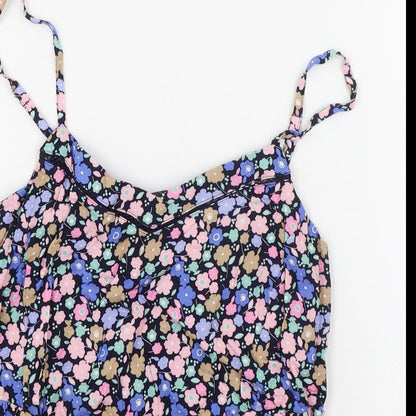 M&S Womens Multicoloured Floral Viscose Camisole Tank Size 8 V-Neck - Elasticated Waist