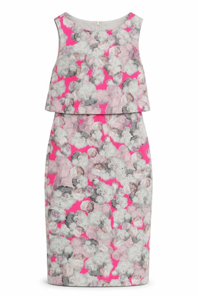 ASOS Womens Pink Floral Polyester Bodycon Size 8 Round Neck Zip