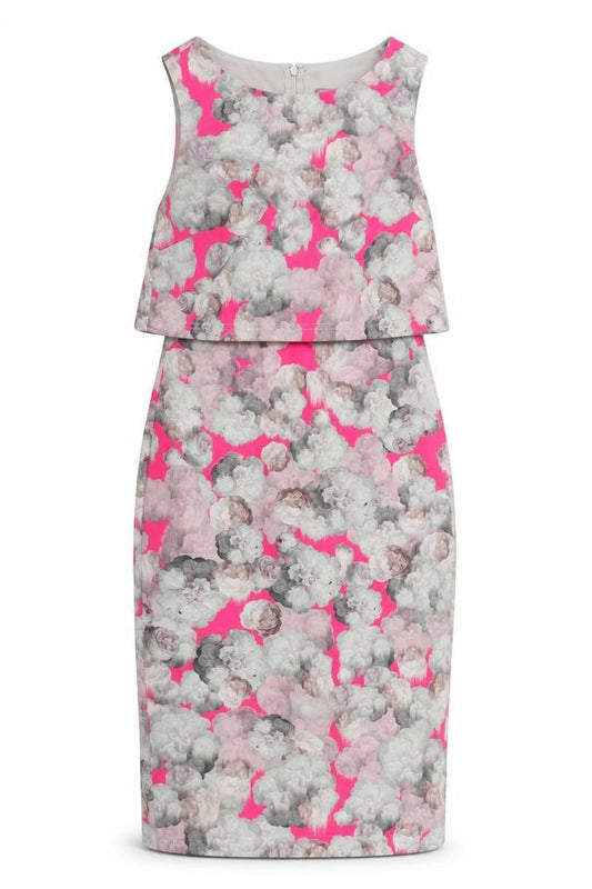 ASOS Womens Pink Floral Polyester Bodycon Size 8 Round Neck Zip