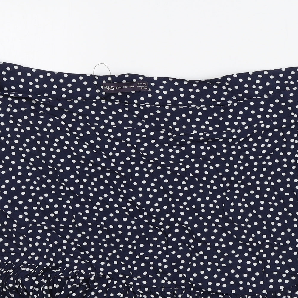 Marks and Spencer Womens Blue Polka Dot Viscose Flare Skirt Size 8 Zip