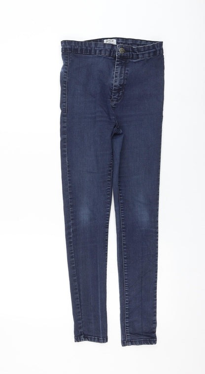 Miss Selfridge Womens Blue Polyester Skinny Jeans Size 10 L27 in Regular Zip