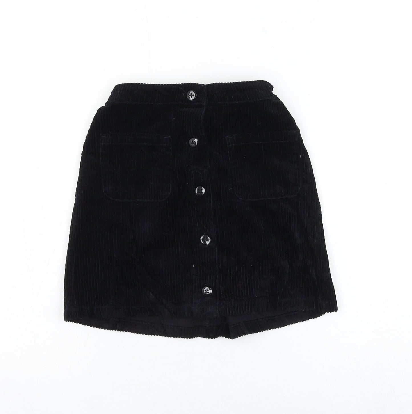NEXT Girls Black Cotton A-Line Skirt Size 10 Years Regular Button