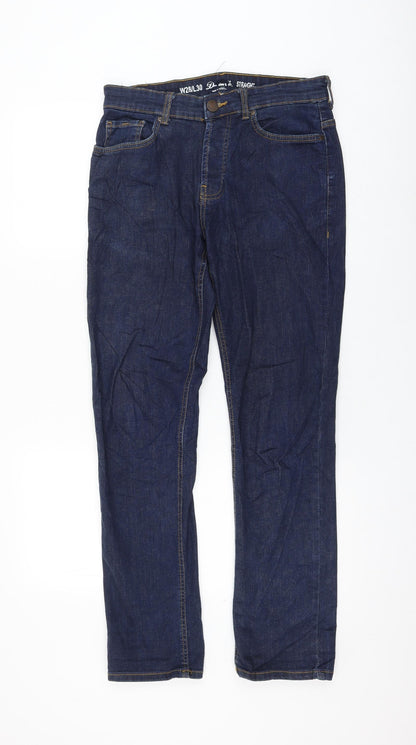 Primark Womens Blue Cotton Straight Jeans Size 28 in L30 in Regular Zip