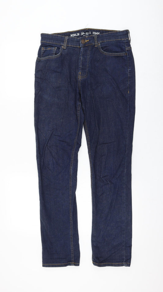 Primark Womens Blue Cotton Straight Jeans Size 28 in L30 in Regular Zip