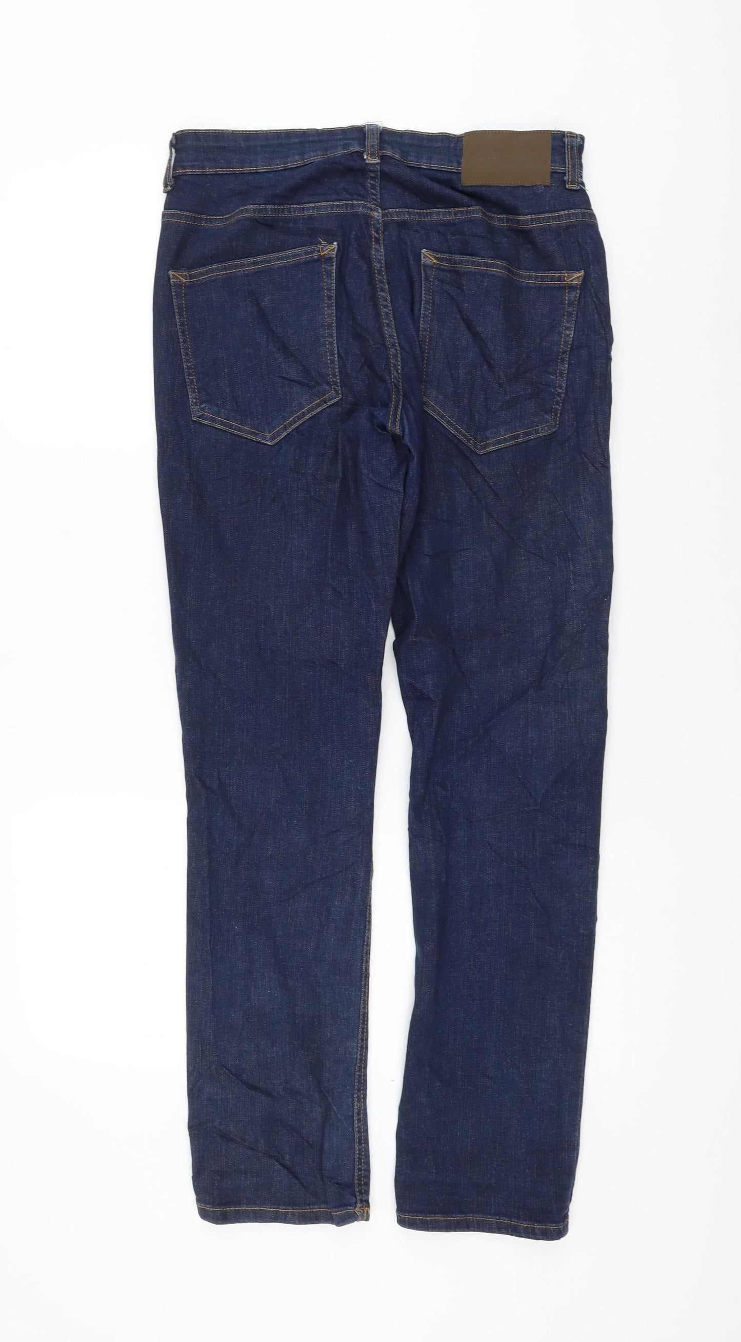 Primark Womens Blue Cotton Straight Jeans Size 28 in L30 in Regular Zip