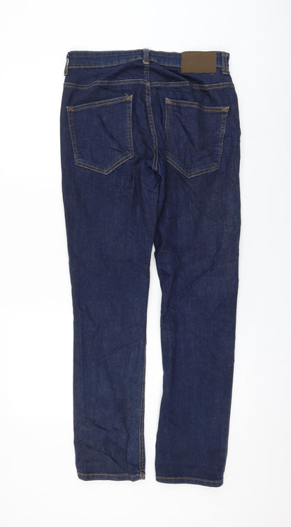 Primark Womens Blue Cotton Straight Jeans Size 28 in L30 in Regular Zip