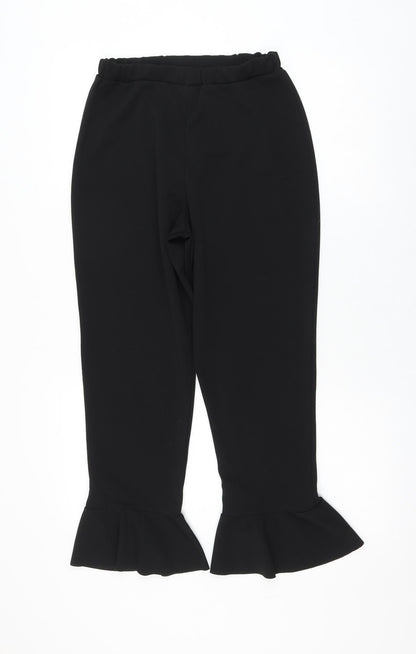 Womens UK Size 12 Quiz Regular Fit Cropped Black Trousers