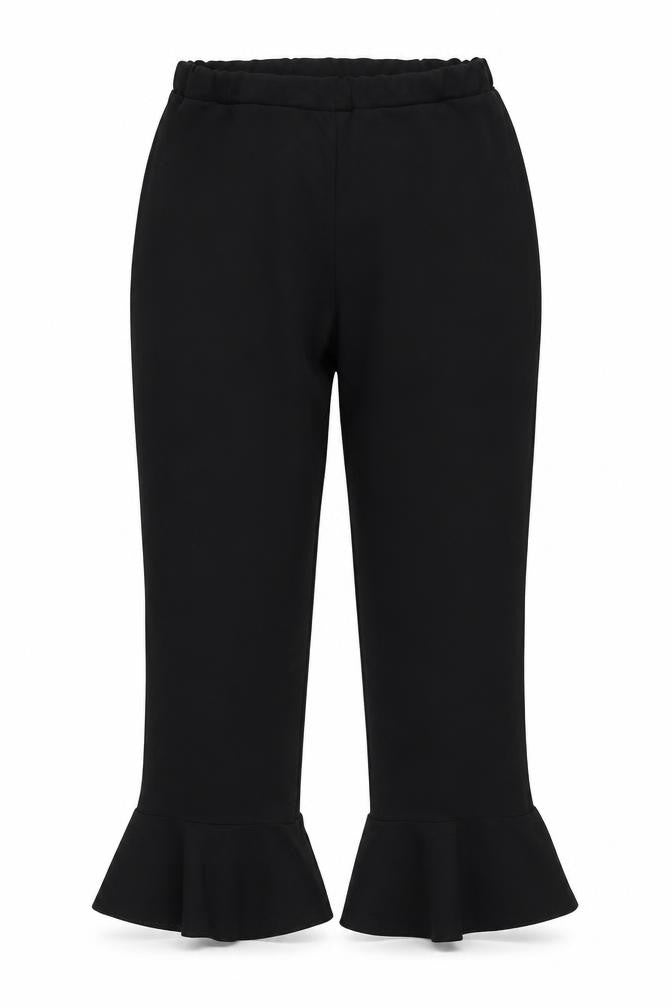 Womens UK Size 12 Quiz Regular Fit Cropped Black Trousers