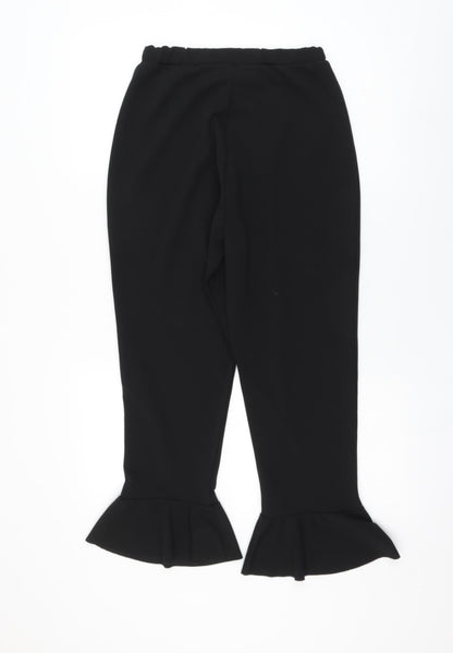 Womens UK Size 12 Quiz Regular Fit Cropped Black Trousers
