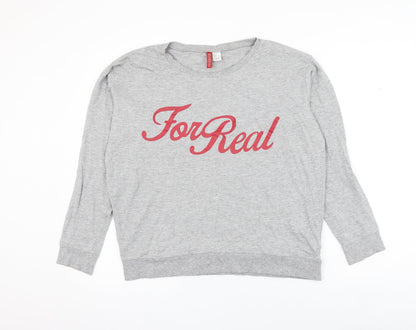 H&M Womens Grey Cotton Pullover Sweatshirt Size S Pullover - For Real