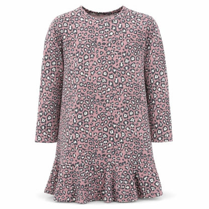 newloo Womens Pink Animal Print Polyester Jumper Dress Size 8 Round Neck Pullover - Leopard Print