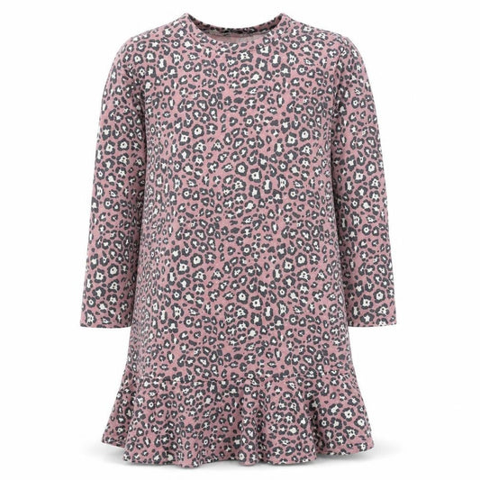 newloo Womens Pink Animal Print Polyester Jumper Dress Size 8 Round Neck Pullover - Leopard Print