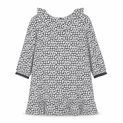 Zara Womens Black Floral Viscose Shift Size M Round Neck Button