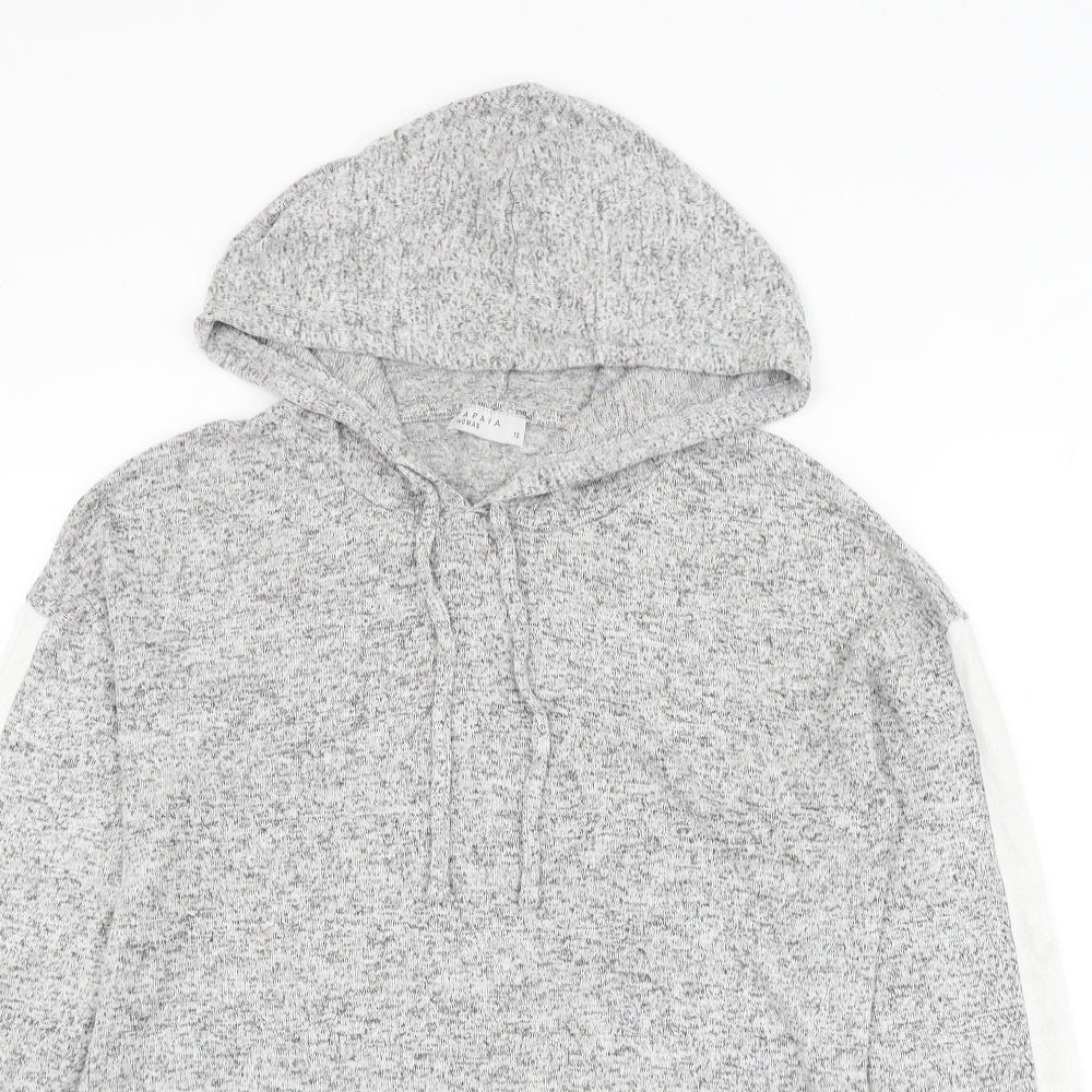 Papaya Womens Grey Viscose Pullover Hoodie Size 10 Pullover