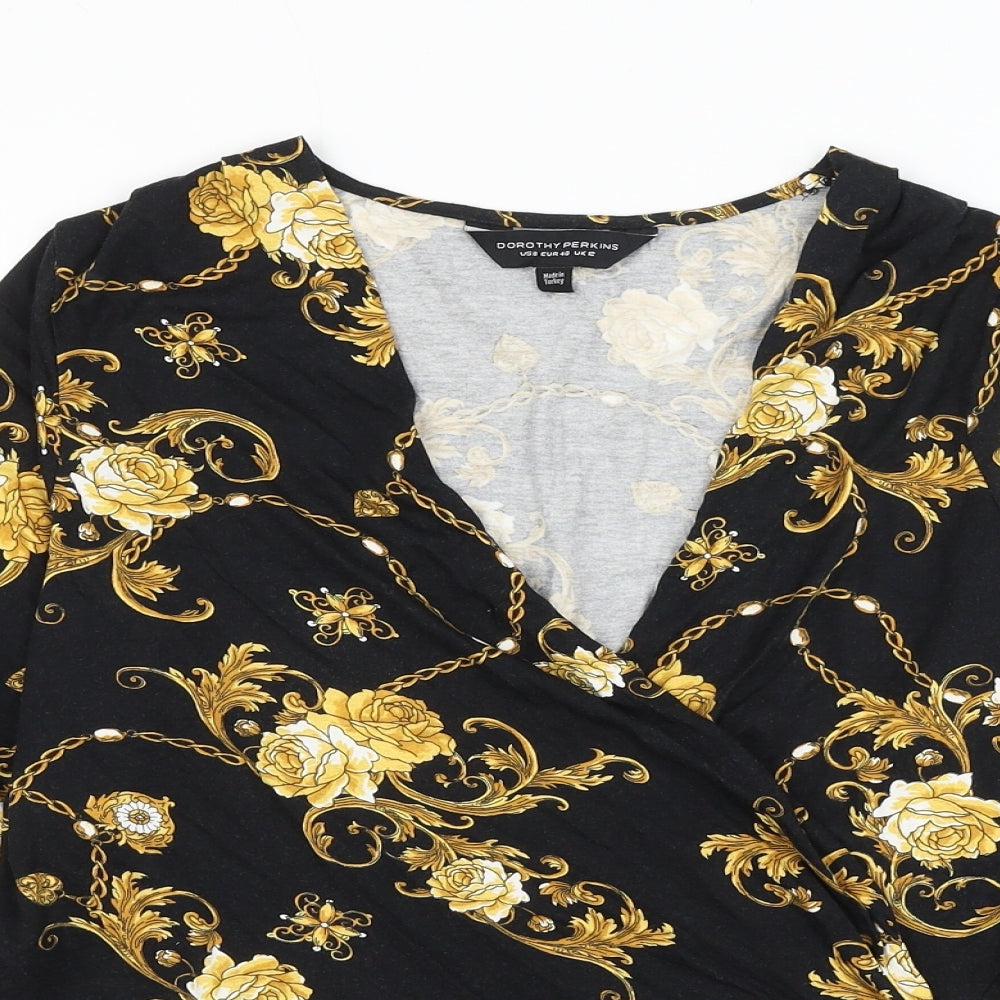 Womens UK Size 12 Dorothy Perkins Black Basic Blouse