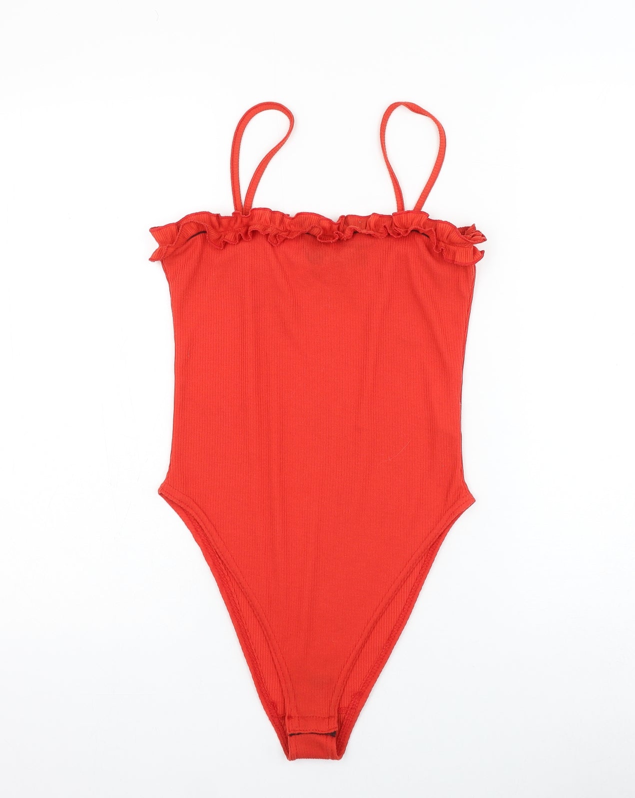 Boohoo Womens Red Polyester Bodysuit One-Piece Size 10 Snap