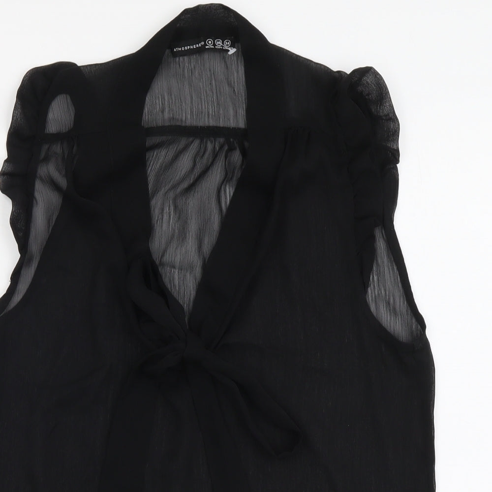 Womens UK Size 8 Atmosphere Black Basic T-Shirt