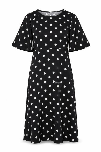 H&M Womens Black Polka Dot Polyester A-Line Size S Round Neck Pullover
