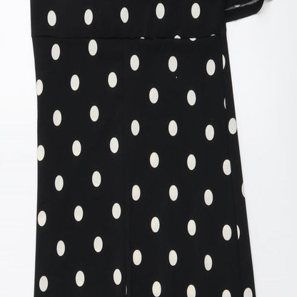 H&M Womens Black Polka Dot Polyester A-Line Size S Round Neck Pullover