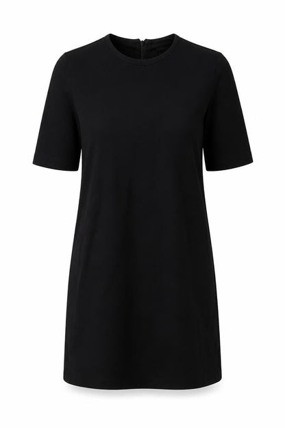 H&M Womens Black Viscose T-Shirt Dress Size S Round Neck Zip