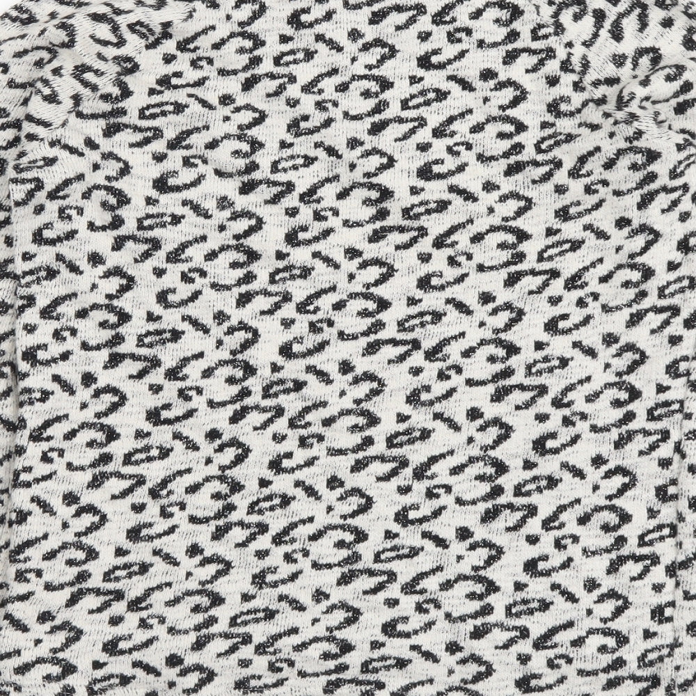 F&F Girls Beige Animal Print Cotton Basic Blouse Size 10-11 Years Round Neck Pullover - Leopard pattern