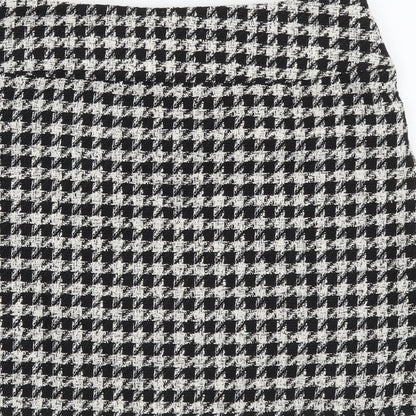Pull&Bear Womens Black Check Polyester Mini Skirt Size M Zip