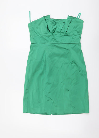 Coast Womens Green Polyester Mini Size 12 Off the Shoulder Zip